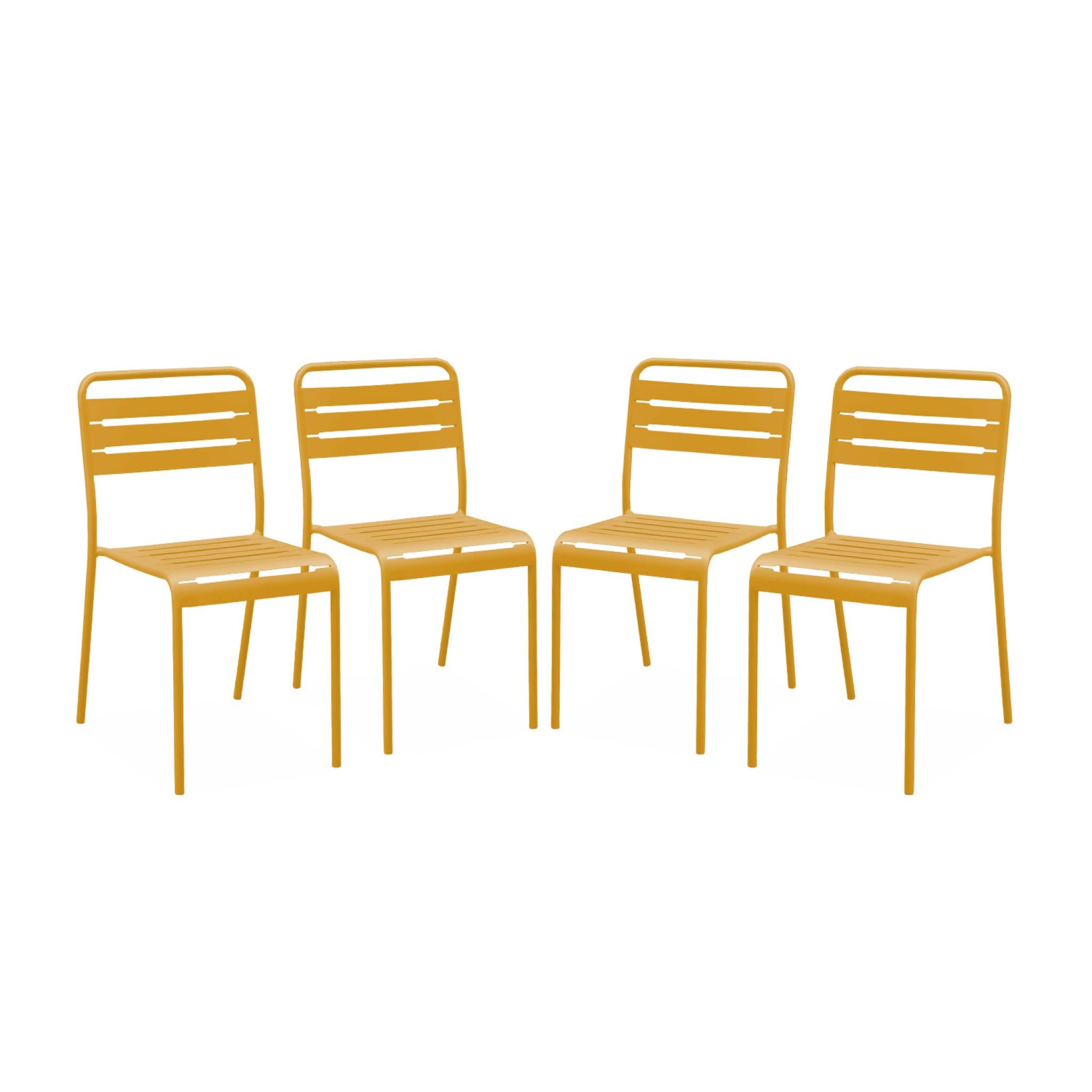 Set di 4 sedie da giardino in acciaio, ocra