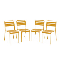 Set di 4 sedie da giardino in acciaio, ocra