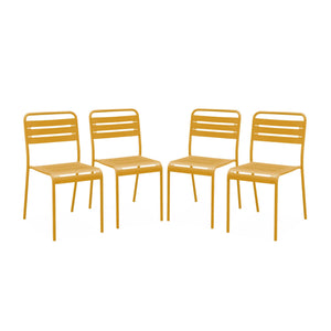 Set di 4 sedie da giardino in acciaio, ocra