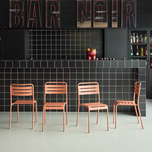 Set di 4 sedie da giardino in acciaio, rosa tostato