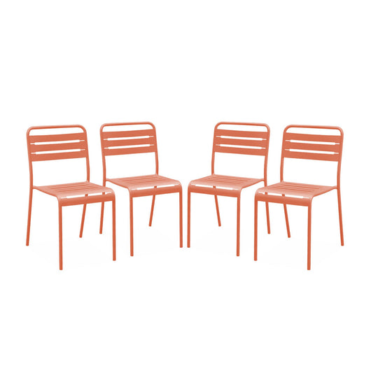Set di 4 sedie da giardino in acciaio, rosa tostato