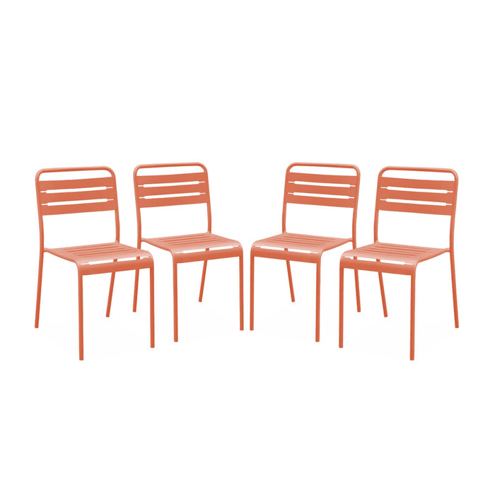 Set di 4 sedie da giardino in acciaio, rosa tostato