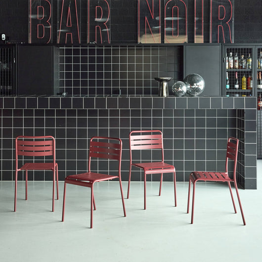 Set di 4 sedie da giardino in acciaio, terra di siena