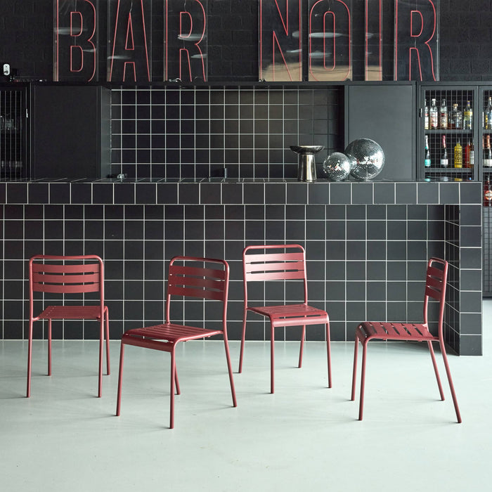 Set di 4 sedie da giardino in acciaio, terra di siena