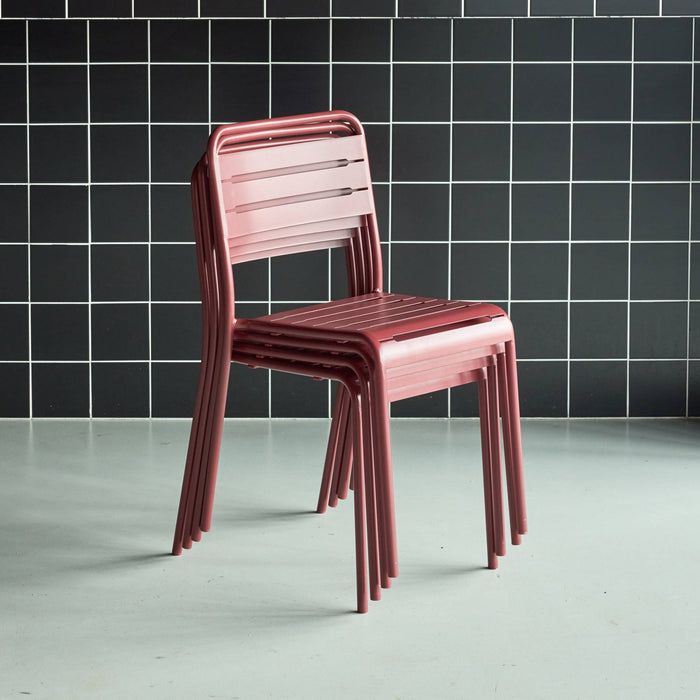 Set di 4 sedie da giardino in acciaio, terra di siena