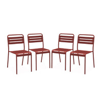 Set di 4 sedie da giardino in acciaio, terra di siena