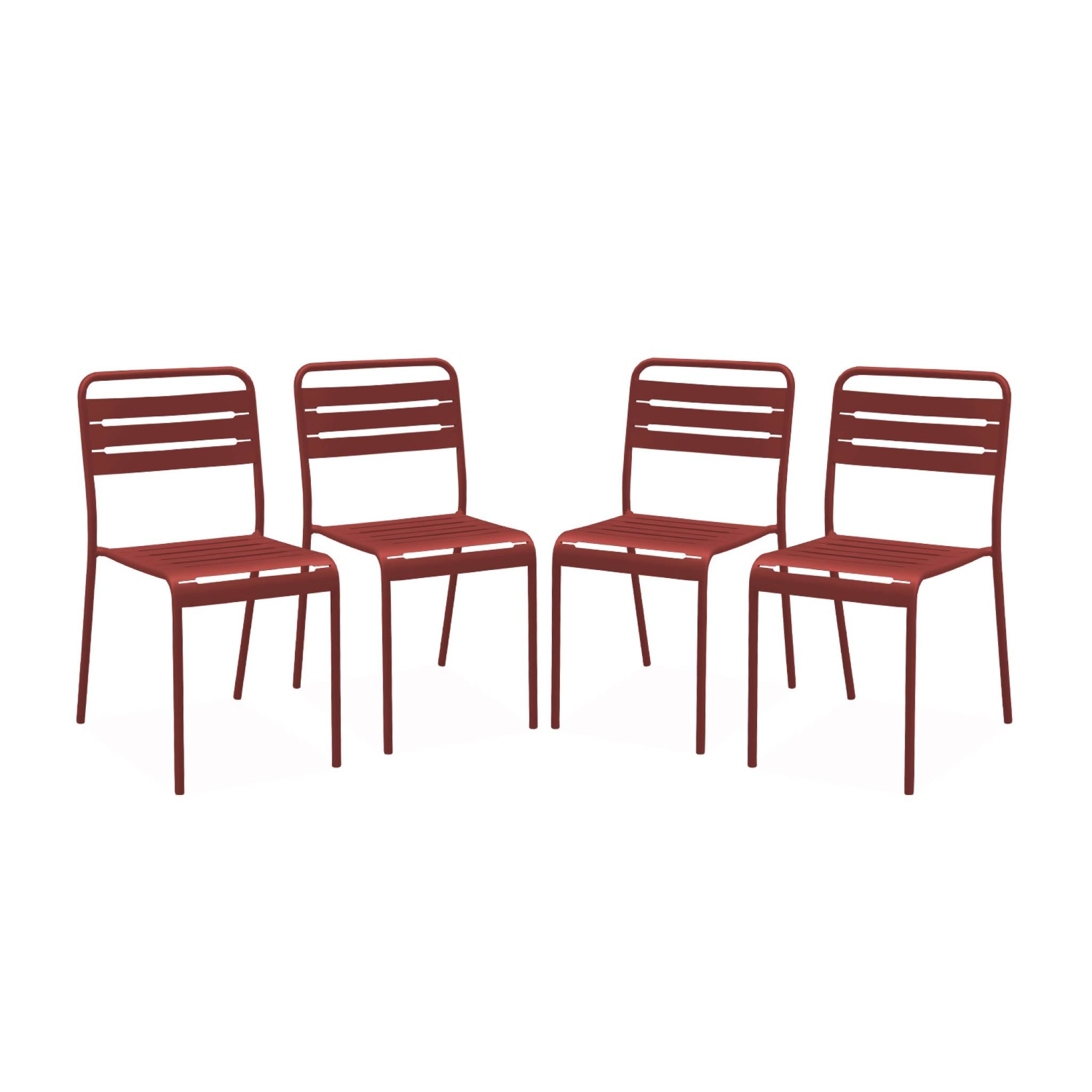 Set di 4 sedie da giardino in acciaio, terra di siena