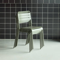 Set di 4 sedie da giardino in acciaio, verde kaki