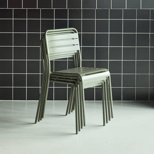 Set di 4 sedie da giardino in acciaio, verde kaki