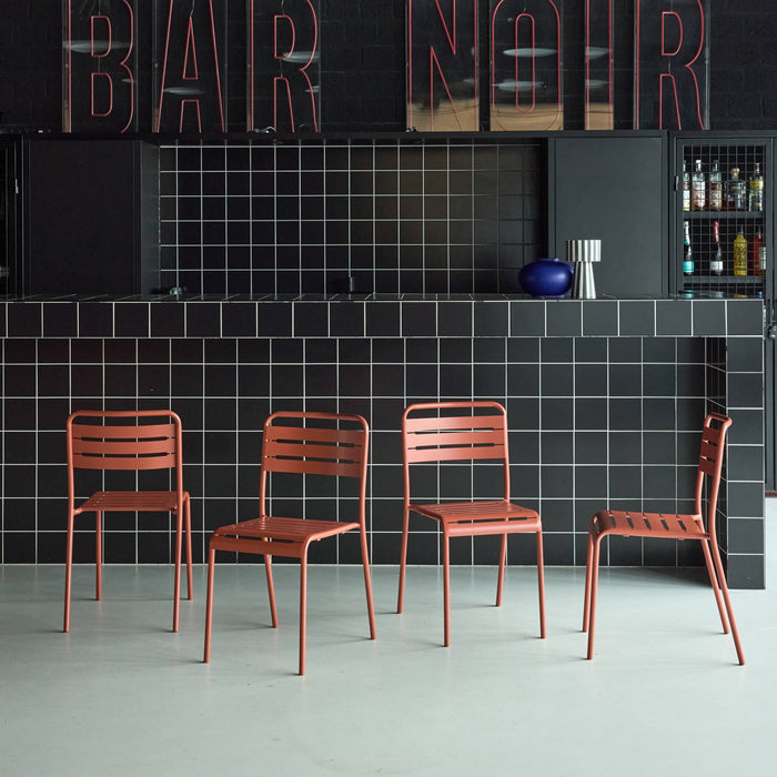 Set di 4 sedie da giardino in acciaio, terracotta