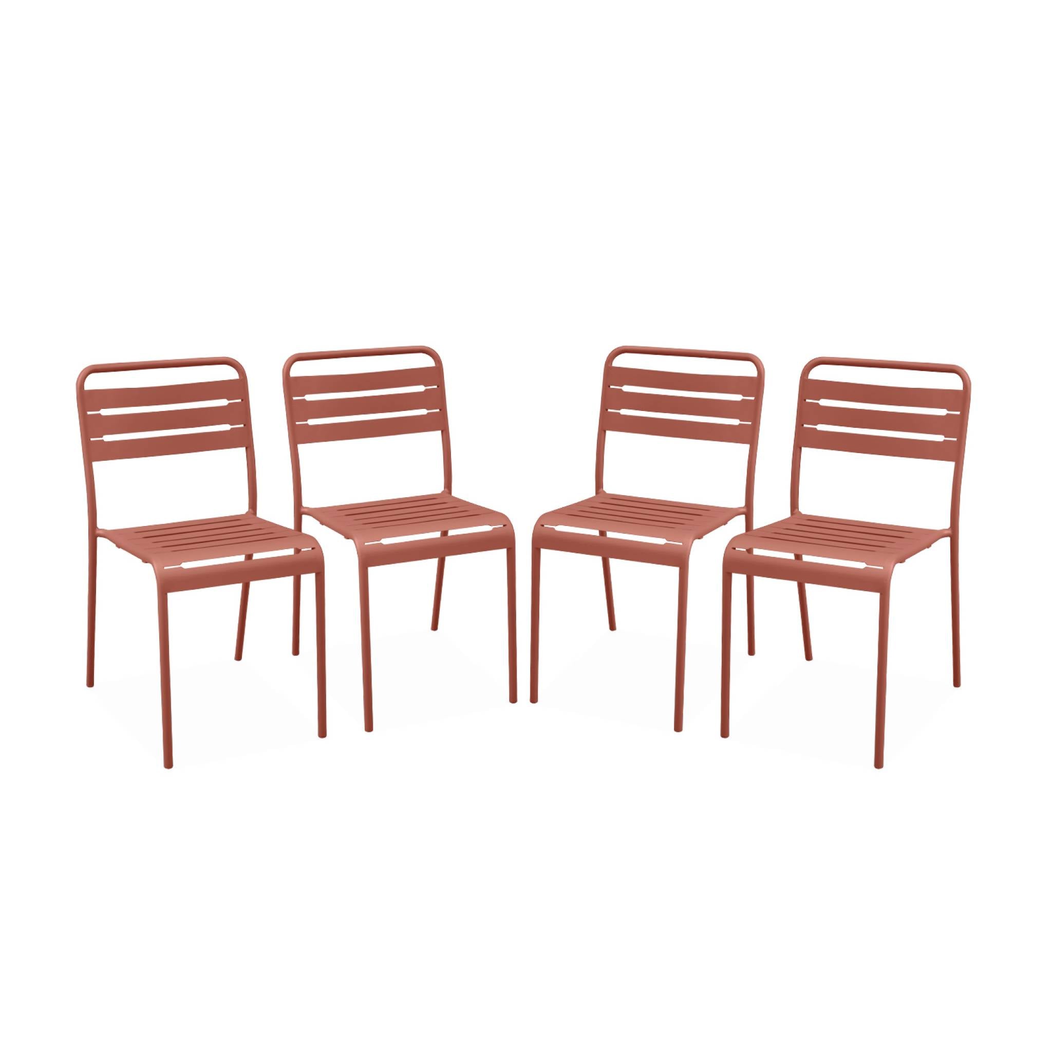Set di 4 sedie da giardino in acciaio, terracotta