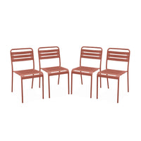 Set di 4 sedie da giardino in acciaio, terracotta