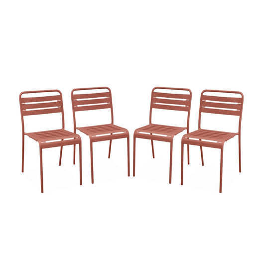 Set di 4 sedie da giardino in acciaio, terracotta