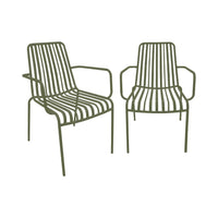 Set di 2 poltrone da giardino impilabile in acciaio, verde kaki