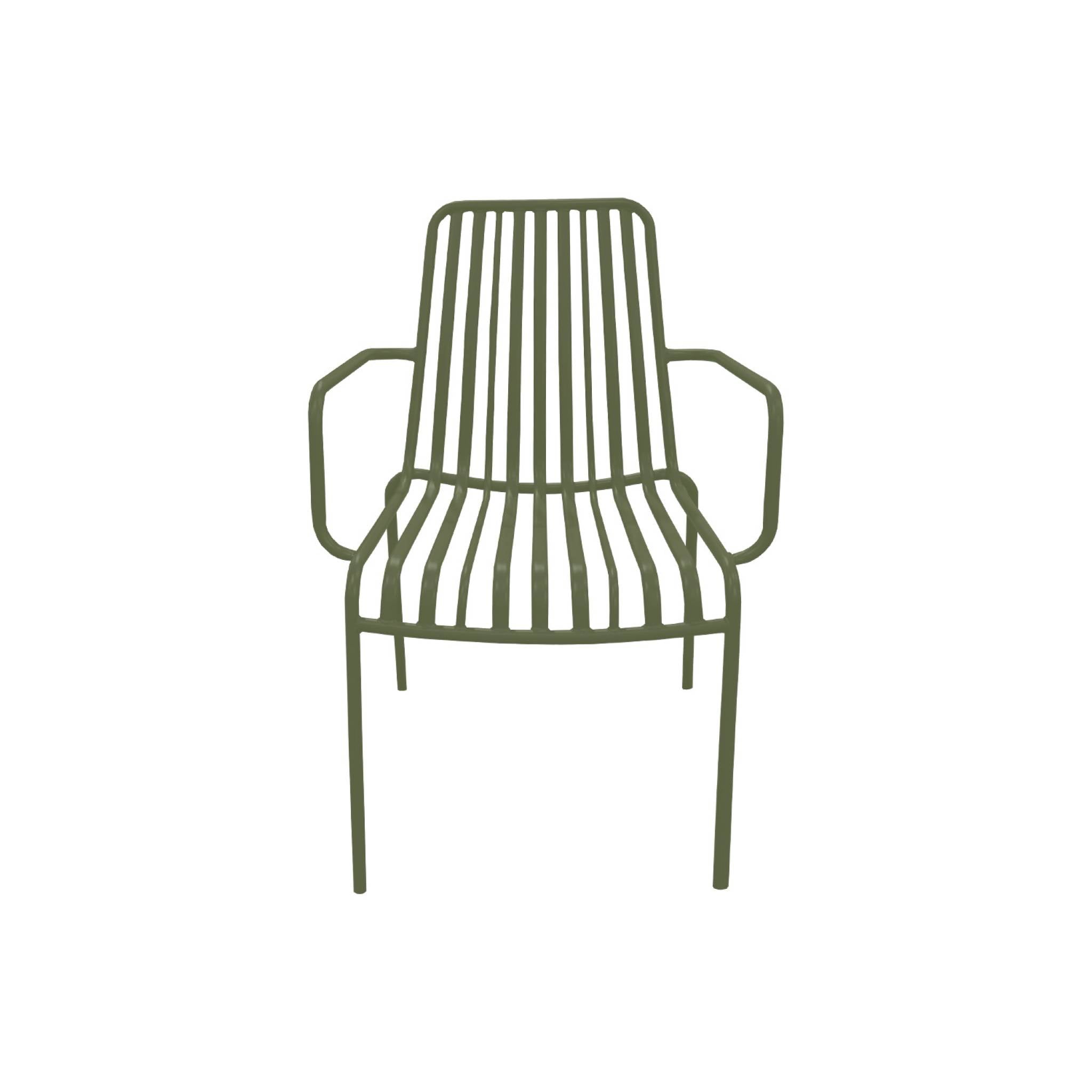 Set di 2 poltrone da giardino impilabile in acciaio, verde kaki