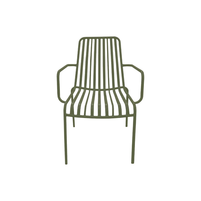 Set di 2 poltrone da giardino impilabile in acciaio, verde kaki