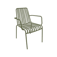 Set di 2 poltrone da giardino impilabile in acciaio, verde kaki