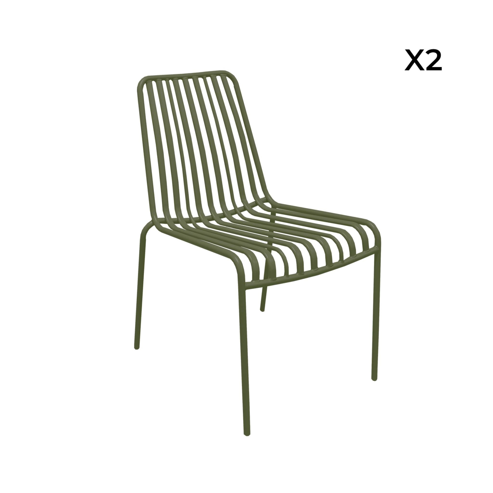 Set di due sedie da giardino impilabili in acciaio , verde kaki