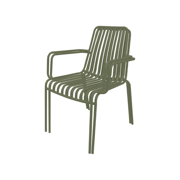 Set di 2 poltrone da giardino impilabile in acciaio, verde kaki