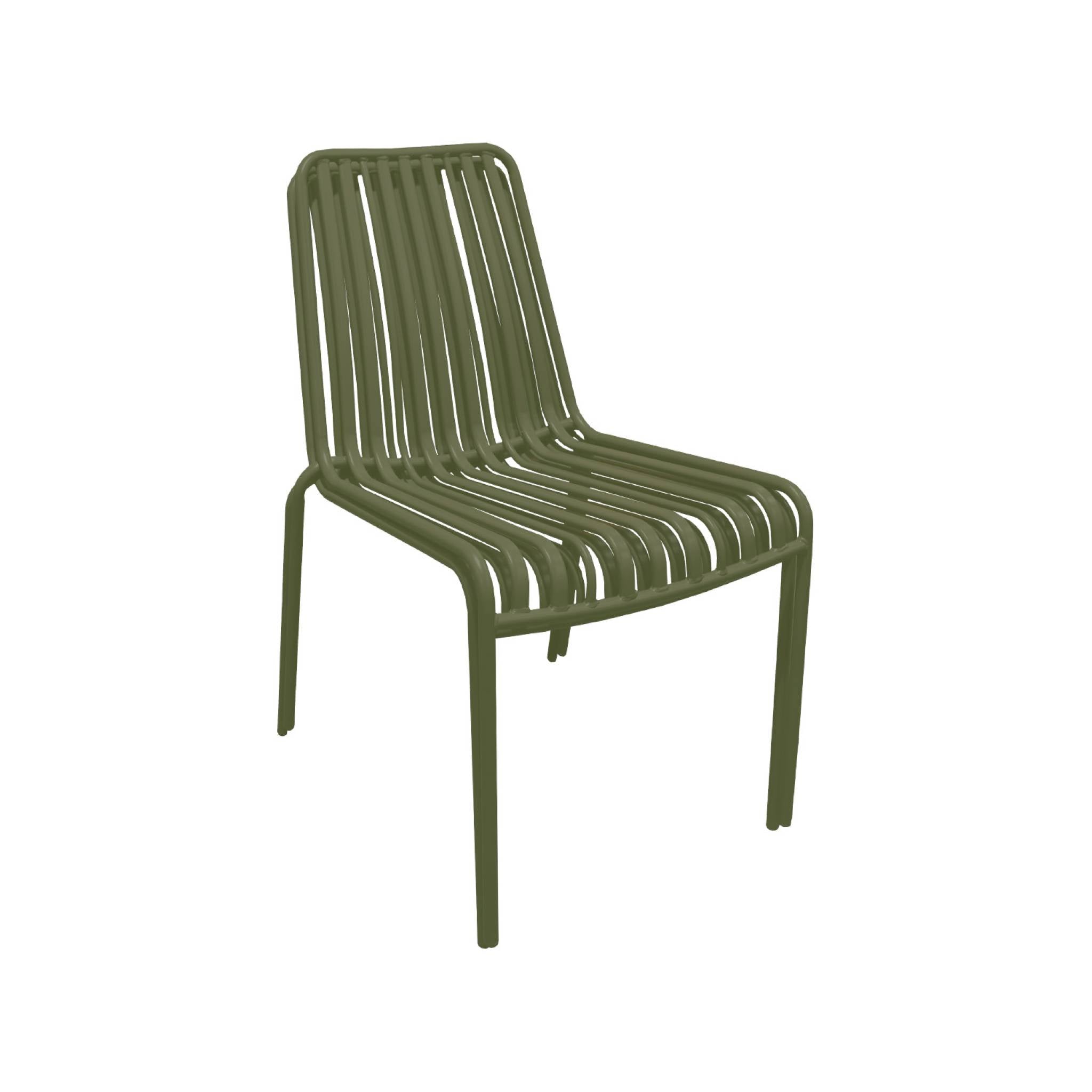 Set di due sedie da giardino impilabili in acciaio , verde kaki