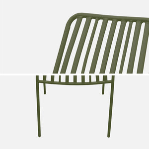 Set di 2 poltrone da giardino impilabile in acciaio, verde kaki