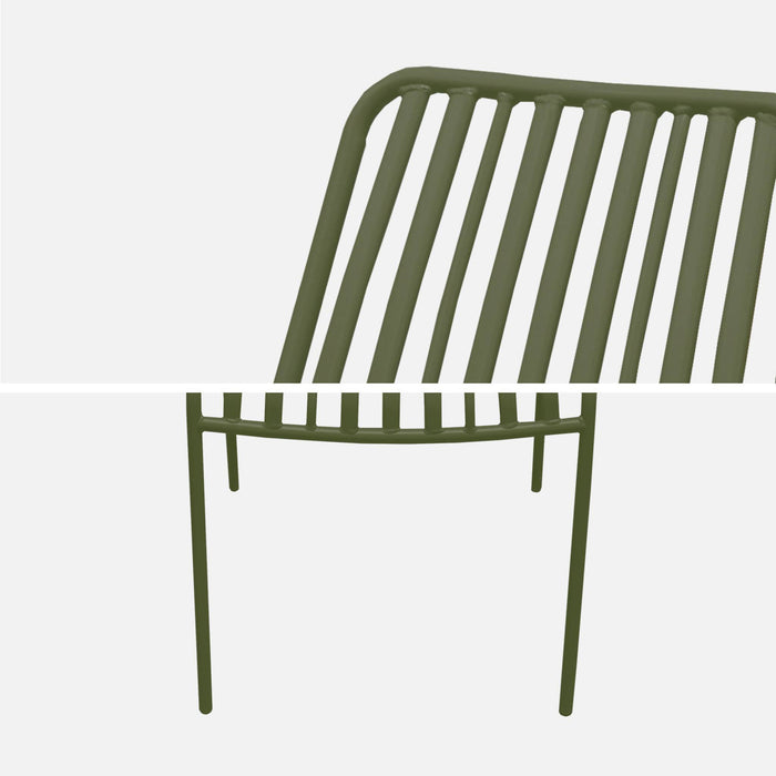 Set di 2 poltrone da giardino impilabile in acciaio, verde kaki