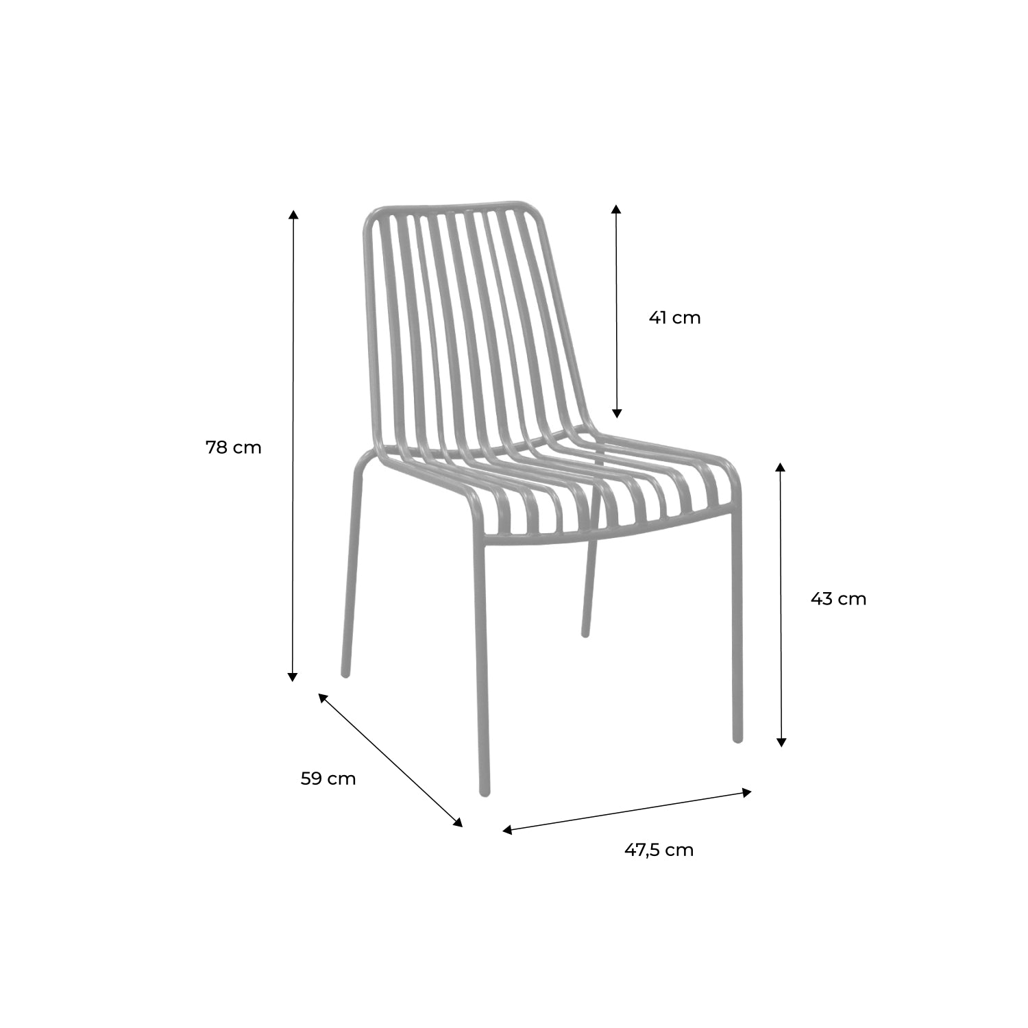 Set di due sedie da giardino impilabili in acciaio , verde kaki