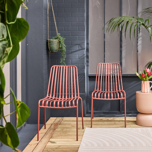 Set di due sedie da giardino impilabili in acciaio , terracotta