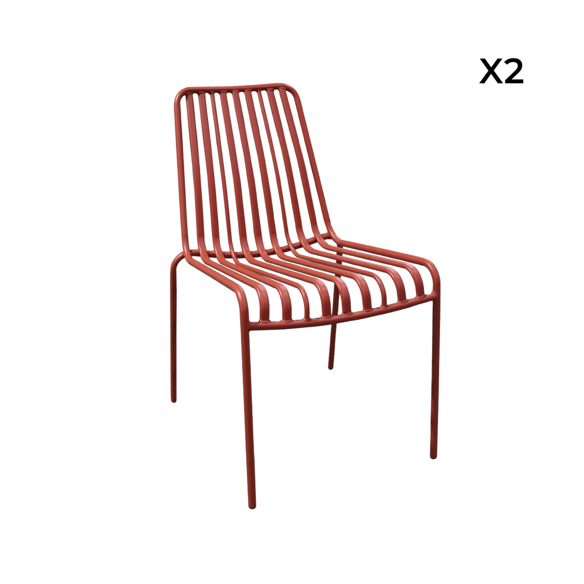 Set di due sedie da giardino impilabili in acciaio , terracotta