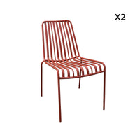 Set di due sedie da giardino impilabili in acciaio , terracotta