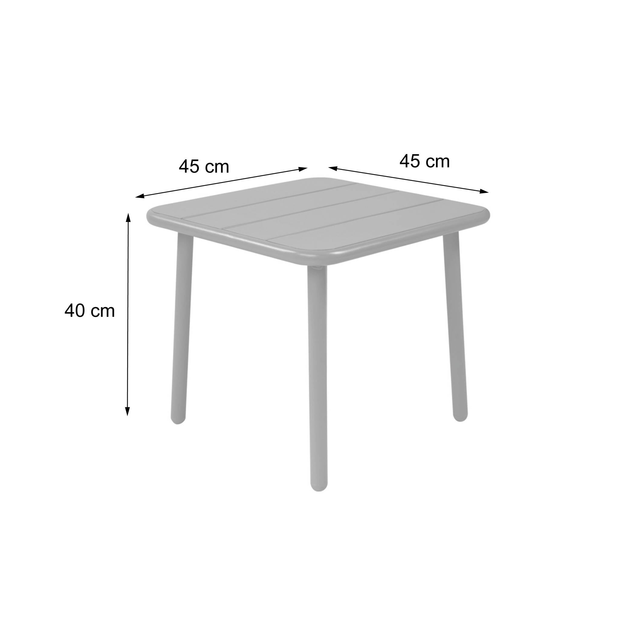 Tavolino da giardino quadrato in acciaio, 45cm, antracite