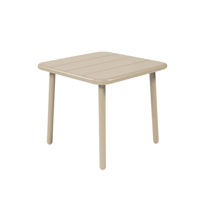 Tavolino da giardino quadrato in acciaio, beige