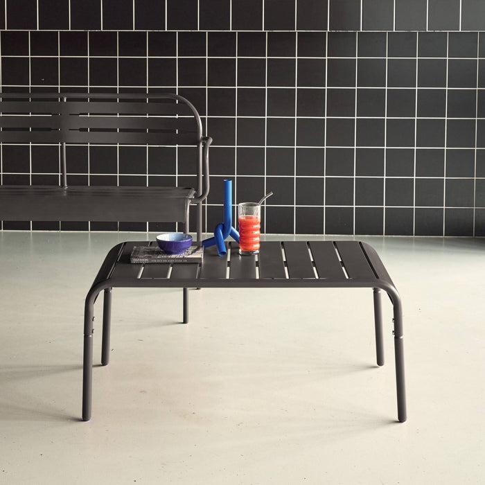 Tavolino da giardino rettangolare in acciaio, 90cm, antracite