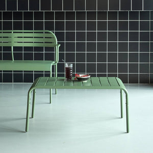 Tavolino da giardino rettangolare in acciaio, verde