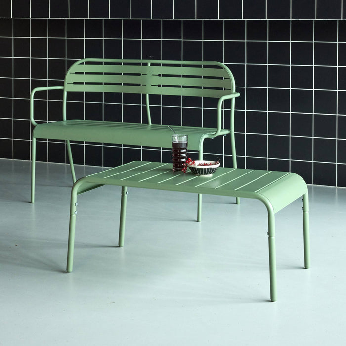 Tavolino da giardino rettangolare in acciaio, verde
