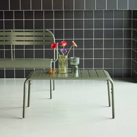 Tavolino da giardino rettangolare in acciaio, verde kaki