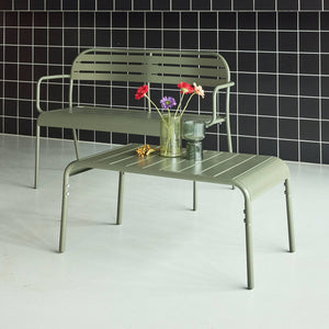 Tavolino da giardino rettangolare in acciaio, verde kaki