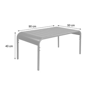 Tavolino da giardino rettangolare in acciaio, verde kaki