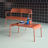 Tavolino da giardino rettangolare in acciaio, terracotta