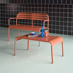 Tavolino da giardino rettangolare in acciaio, terracotta