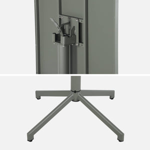 Tavolo da giardino bistrot quadrato pieghevole in acciaio, 2 posti,