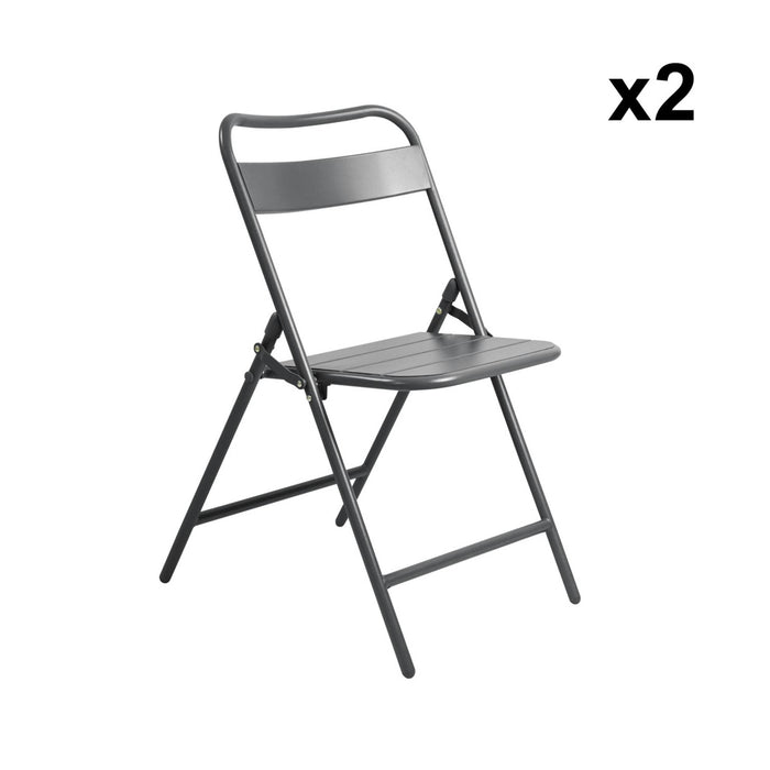 Set di 2 sedie da giardino pieghevole in acciaio , antracite