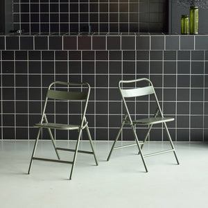 Set di 2 sedie da giardino pieghevole in acciaio , verde kaki