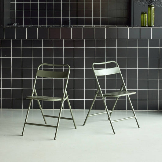 Set di 2 sedie da giardino pieghevole in acciaio , verde kaki