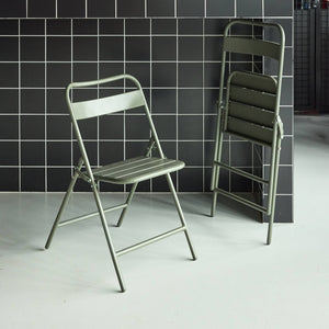 Set di 2 sedie da giardino pieghevole in acciaio , verde kaki
