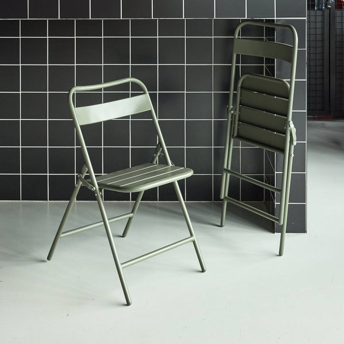 Set di 2 sedie da giardino pieghevole in acciaio , verde kaki