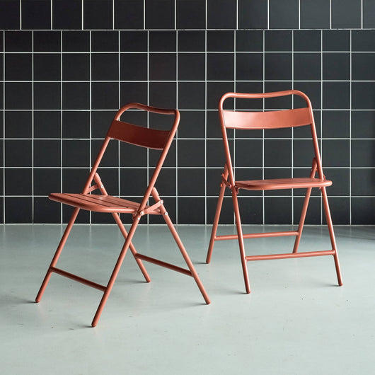 Set di 2 sedie da giardino pieghevole in acciaio , terracotta