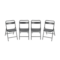 Sedia da giardino pieghevole in acciaio, set di 4, antracite