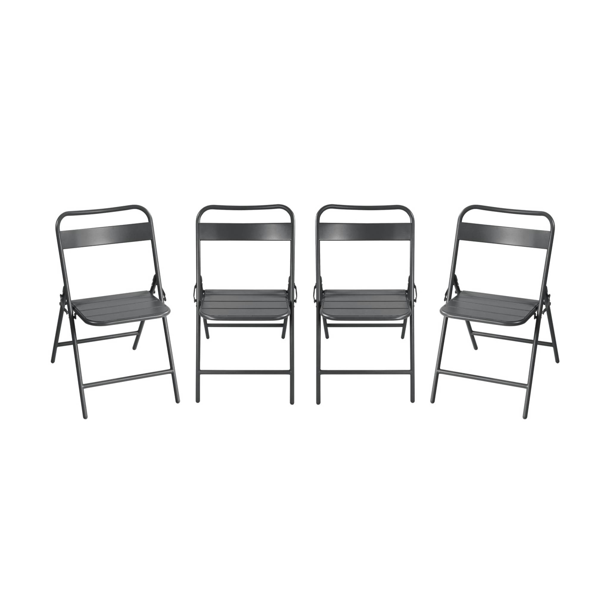 Sedia da giardino pieghevole in acciaio, set di 4, antracite