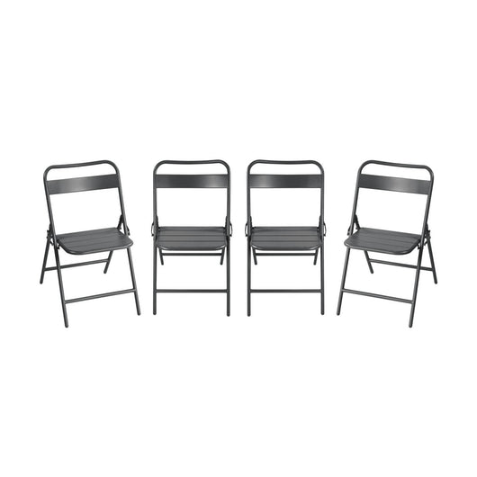 Sedia da giardino pieghevole in acciaio, set di 4, antracite